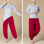Buddha Stones Solid Color Modal Yoga Dance High Waist Harem Pants With Pockets
