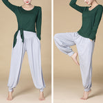 Buddha Stones Solid Color Modal Yoga Dance High Waist Harem Pants With Pockets