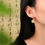 Buddha Stones 925 Sterling Silver Natural Hetian White Jade Cyan Jade Protection Earrings (Extra 35% Off | USE CODE: FS35)