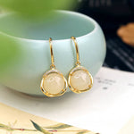 Buddha Stones 925 Sterling Silver Natural Hetian White Jade Cyan Jade Protection Earrings (Extra 35% Off | USE CODE: FS35)