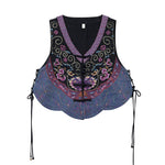 Buddha Stones Vintage Frog-Button Embroidery Purple Flower Tang Suit Design Sleeveless Vest (Extra 30% Off | USE CODE: FS30)