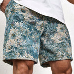 Oil Painting Floral Print Drawstring Shorts