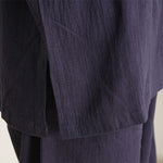 Buddha Stones 2Pcs V-Neck Three Quarter Sleeve Shirt Top Pants Meditation Zen Tai Chi Cotton Clothing Women's Set