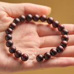 Buddha Stones Small Leaf Red Sandalwood White Crystal Protection Bracelet