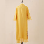 Buddha Stones 100% Mulberry Silk Organza Dress Embroidered Yellow Phoenix Qipao Cheongsam Dress  (Extra 30% Off | USE CODE: FS30)