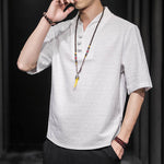 Buddha Stones Casual Summer Half Sleeve Shirt Men's Short Sleeve Shirts