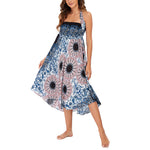 Buddha Stones Two Style Wear Bohemian Mandala Flower Water Drop Lace-up Skirt Dress