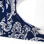Buddha Stones Navy Blue White Flower Pattern Cotton Crossbody Bag Shoulder Bag