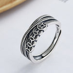 Buddha Stones 925 Sterling Silver Copper Coins Wealth Blessing Adjustable Ring