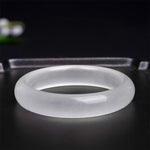 Buddha Stones Natural White Chalcedony Positive Bracelet Bangle