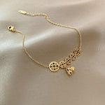 Buddha Stones Copper Coins Bell Charm Titanium Steel Strengthen Anklet