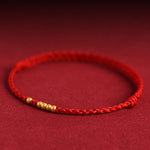 Buddha Stones 999 Gold Beads Luck Braided Protection Couple Bracelet