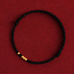 Buddha Stones 999 Gold Beads Luck Braided Protection Couple Bracelet