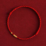 Buddha Stones 999 Gold Beads Luck Braided Protection Couple Bracelet