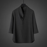 Buddha Stones Casual V-Neck Three Quarter Sleeve Men's Shirt