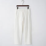 Buddha Stones Men's Solid Color Cotton Linen Casual Drawstring Pants With Pockets