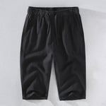 Buddha Stones Men's Solid Color Ramie Linen Drawstring Cropped Pants With Pockets
