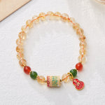Buddha Stones Natural Citrine Red Agate Green Chalcedony Protection Bracelet