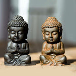 Buddha Stones Handmade Small Sakyamuni Buddha Iron Powder Rust Cast Resin Statue Decoration