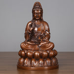 Buddha Stones Kwan Yin Avalokitesvara Lotus Wealth Copper Statue Home Desk Decoration