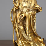 Buddha Stones Golden Standing Kwan Yin Avalokitesvara Wealth Brass Copper Statue Home Desk Decoration