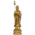 Buddha Stones Ksitigarbha Bodhisattva Figurine Compassion Copper Statue Home Offering Decoration