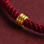 Buddha Stones 999 Gold Triple Ring Design Handmade Connection Braided Rope Bracelet