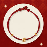 Buddha Stones 999 Gold Small Lucky Rabbit Osmanthus Design Handmade Luck Braided Rope Bracelet