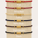 Buddha Stones 999 Gold Good Luck Amulet Carved Design Handmade Strength Braided Rope Bracelet