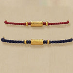 Buddha Stones 999 Gold Good Luck Amulet Carved Design Handmade Strength Braided Rope Bracelet
