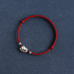 Buddha Stones Handmade 999 Sterling Silver Rabbit Luck Rope Bracelet Anklet