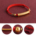 Buddha Stones Handmade Alloy Heart Sutra Protection Strength Rope Bracelet Anklet