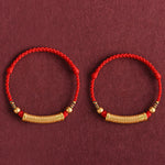 Buddha Stones Handmade Alloy Heart Sutra Protection Strength Rope Bracelet Anklet