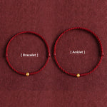 Buddha Stones 999 Gold One Mini Bead Design Handmade Strength Braided Rope Bracelet Anklet