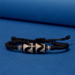 Buddha Stones Tibetan Nine-Eye Dzi Bead Three-eyed Dzi Bead Wealth Protection Rope Bracelet