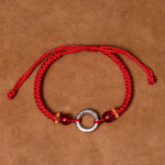 Buddha Stones 925 Sterling Silver Plated Copper Peace Buckle Protection Braided String Bracelet