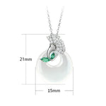 Buddha Stones Natural Chalcedony Ginkgo Leaf Peace Buckle Harmony Necklace Pendant