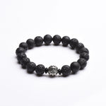 Buddha Stones Lava Rock Beads White Copper PiXiu Wealth Bracelet