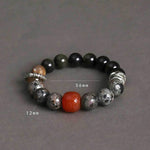 Buddha Stones Gold Sheen Obsidian Lava Rock Red Agate Protection Bracelet