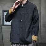 Buddha Stones Tang Suit Casual Frog-button Long Sleeve Nylon Men's Jacket Shirt Clothing (Extra 30% Off | USE CODE: FS30)