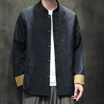 Buddha Stones Tang Suit Casual Frog-button Long Sleeve Nylon Men's Jacket Shirt Clothing (Extra 30% Off | USE CODE: FS30)