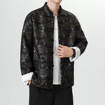 Buddha Stones Frog-Button Chinese Tang Suit Wave Shape Long Shirt Men Jacket Clothing (Extra 30% Off | USE CODE: FS30)