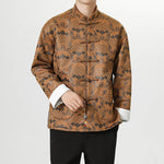 Buddha Stones Frog-Button Chinese Tang Suit Wave Shape Long Shirt Men Jacket Clothing (Extra 30% Off | USE CODE: FS30)