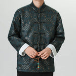 Buddha Stones Frog-Button Chinese Tang Suit Wave Shape Long Shirt Men Jacket Clothing (Extra 30% Off | USE CODE: FS30)