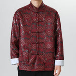 Buddha Stones Frog-Button Chinese Tang Suit Wave Shape Long Shirt Men Jacket Clothing (Extra 30% Off | USE CODE: FS30)
