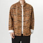Buddha Stones Frog-Button Chinese Tang Suit Wave Shape Long Shirt Men Jacket Clothing (Extra 30% Off | USE CODE: FS30)