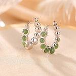 Buddha Stones 925 Sterling Silver Plated Gold Hetian Cyan Jade Pea Ear Clip Prosperity Earrings  (Extra 30% Off | USE CODE: FS30)