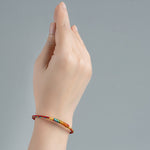 Buddha Stones Multicolor Red String Alloy 925 Sterling Silver Buckle Protection Bracelet