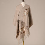 Buddha Stones Wool Shawl Begonia Embroidery Tassel Winter Cozy Travel Scarf Wrap (Extra 30% Off | USE CODE: FS30)