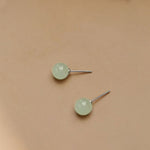 Buddha Stones Round Jade Beaded Luck Stud Earrings
